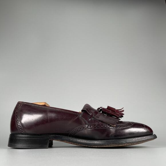 Johnston Murphy Optima Men\'s 9 E Burgundy Leather Slip On Kilt Tassel Loafer GUC